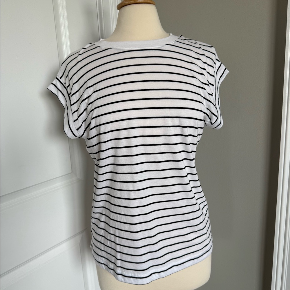 A New Day White and Blue Fitted Short Sleeve Tee